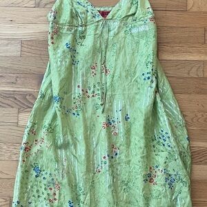 Miss Sixty Lime Green Floral Silk Top